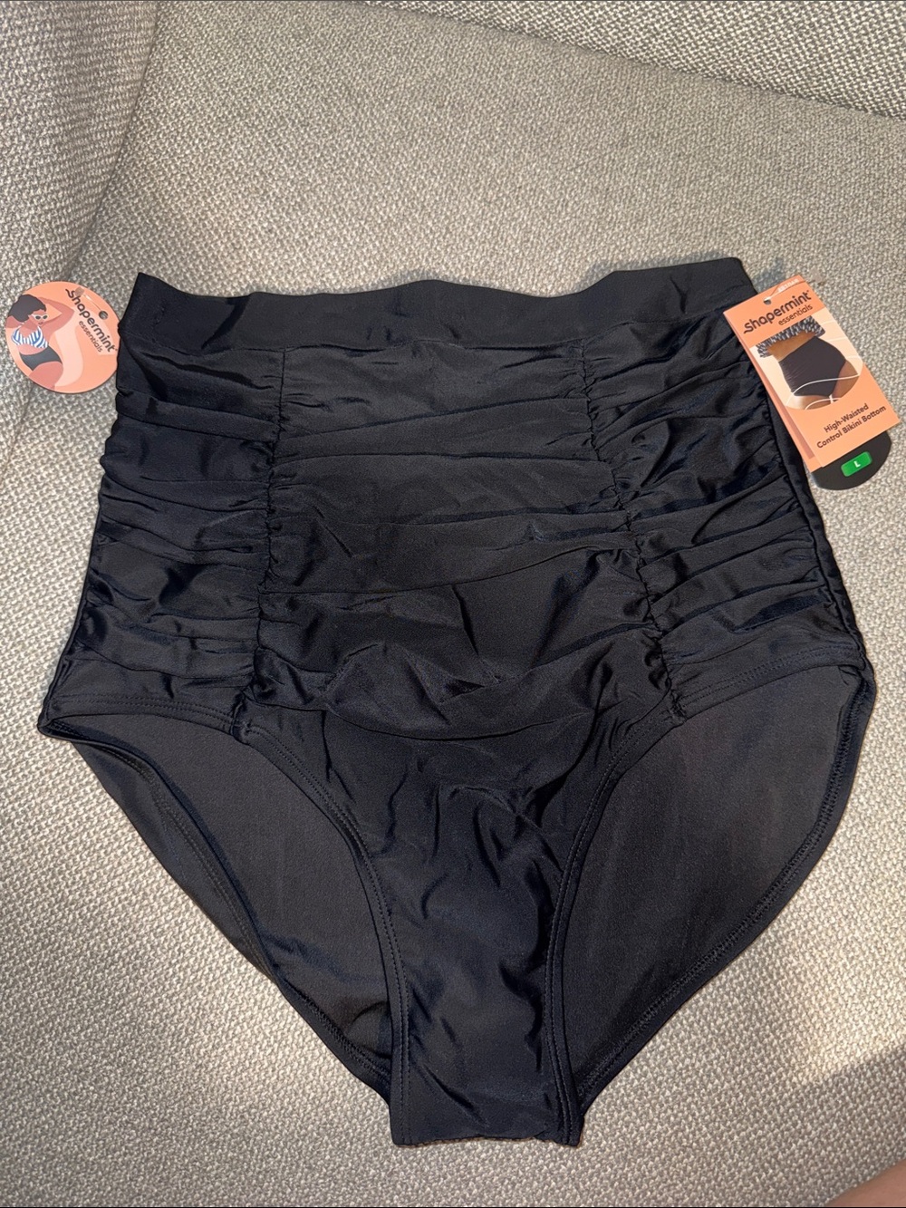 Shapermint Black High-Waisted Control Bikini Bottoms Size L NWT NIP